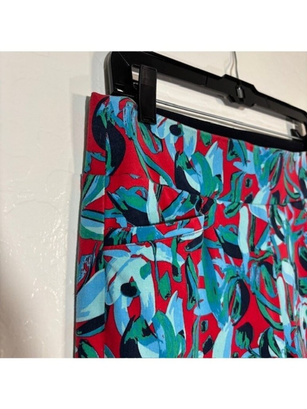 Soft Surroundings Pants Womens Medium Pull On Leggings Crop Blue Red Art - Picture 2 of 6